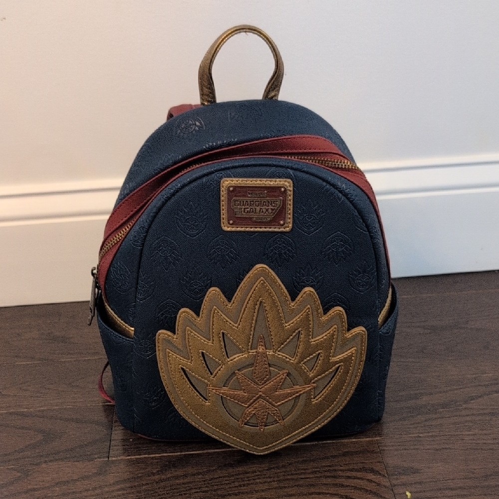 Navy and Brown Mini Backpack